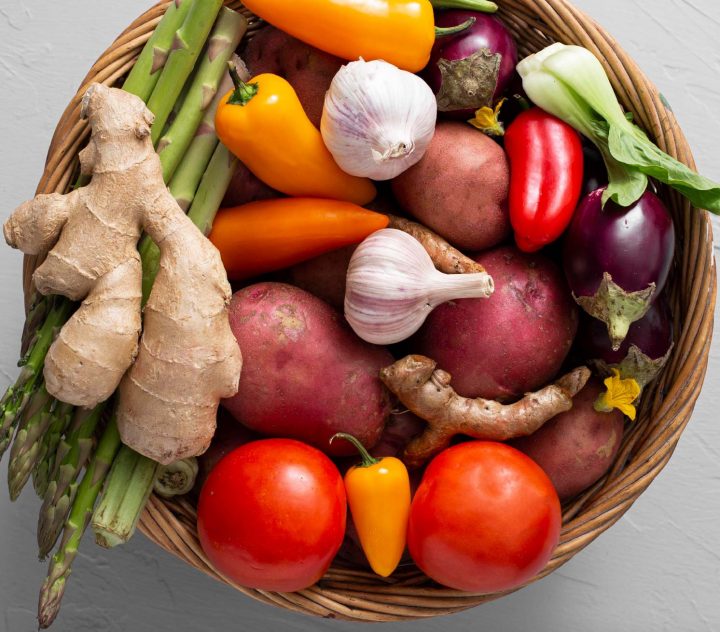 basket of organic vegetables