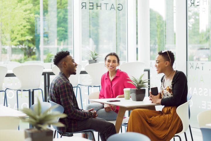 people discussing in the gather and gather cafe